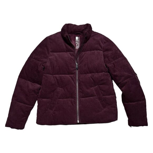 MARC New York CORDUROY Designer Winter Puffer Parka Jacket Coat Plum Medium - Picture 1 of 6